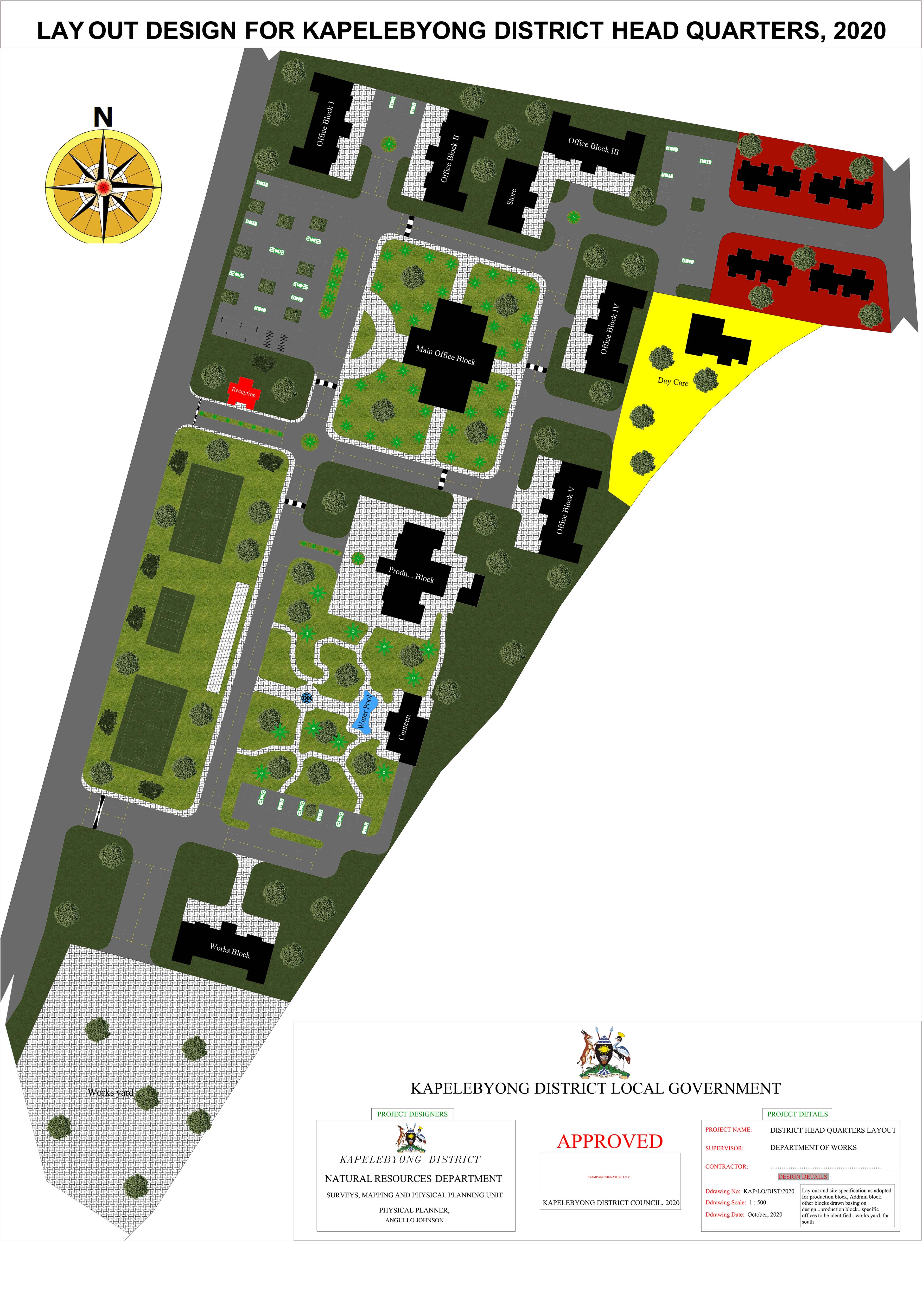 The approved Kapelebyong district headquarters layout design