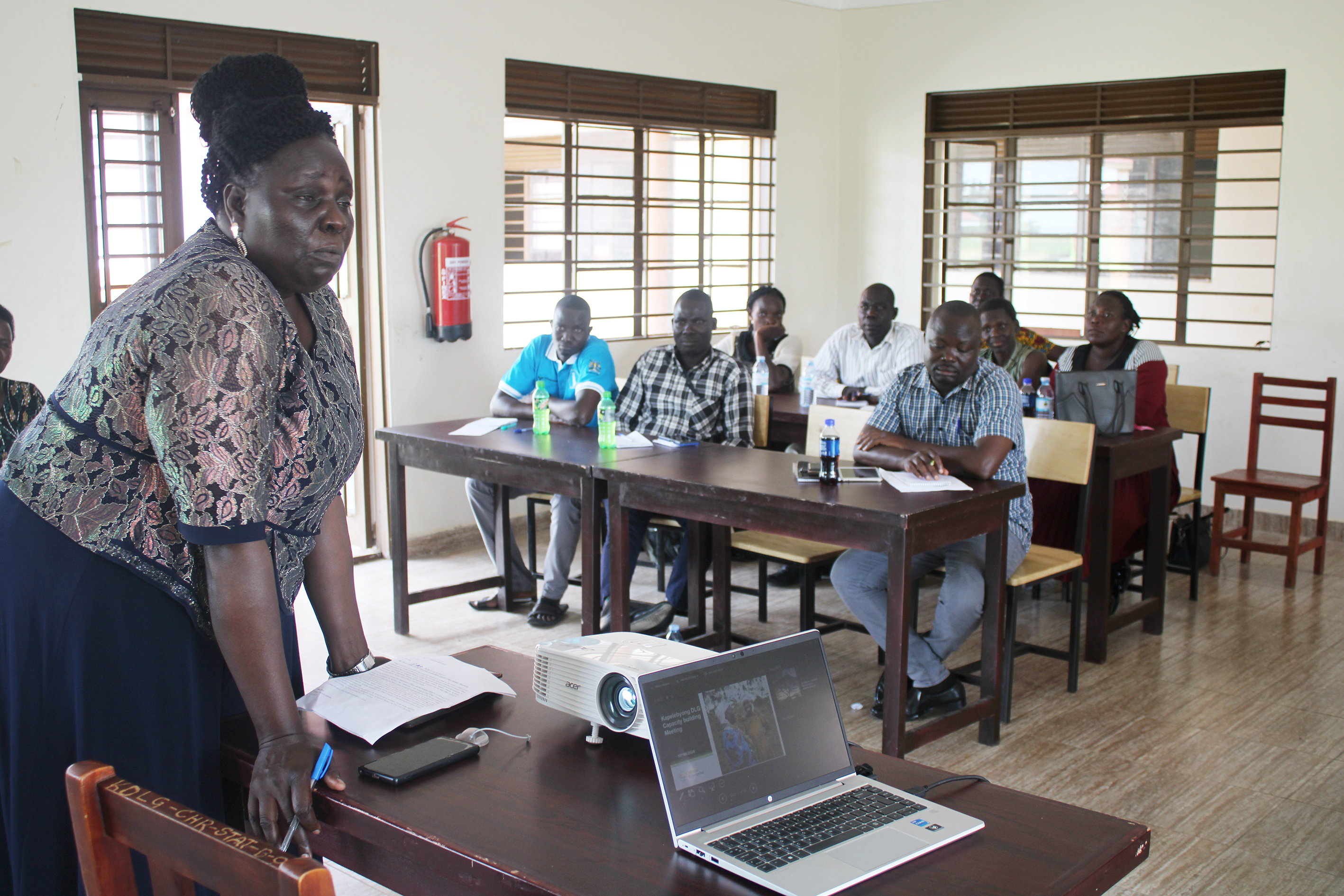 Madam Oroma Rhoda, the Kapelebyong Chief Administrative Officer addressing the participants in a meeting on Monday Madam Oroma Rhoda, the Kapelebyong Chief Administrative Officer addressing the participants in a meeting on Monday