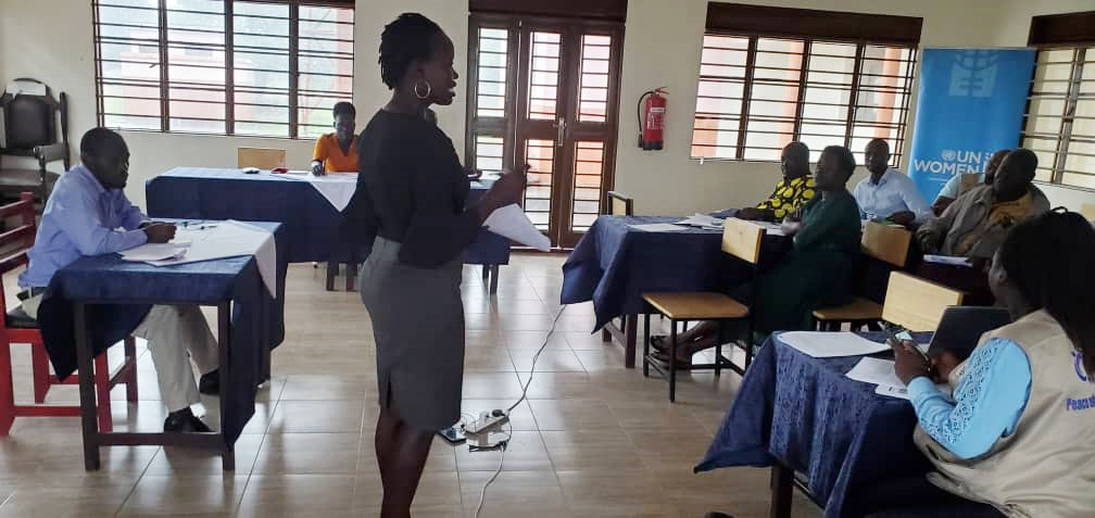 Philomina Aujo, a focal point person of LAP of Kapelebyong addressing stakeholders in the validation of LAP last week in the council hall Philomina Aujo, a focal point person of LAP of Kapelebyong addressing stakeholders in the validation of LAP last week in the council hall (1)