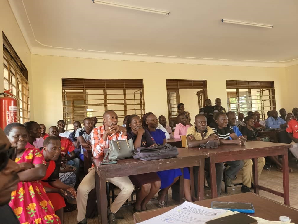 The beneficiaries of tablets being briefed on effective utilisation in the council hall last week. Photo by Emmanuel Opio The beneficiaries of tablets being briefed on effective utilisation in the council hall last week. Photo by Emmanuel Opio